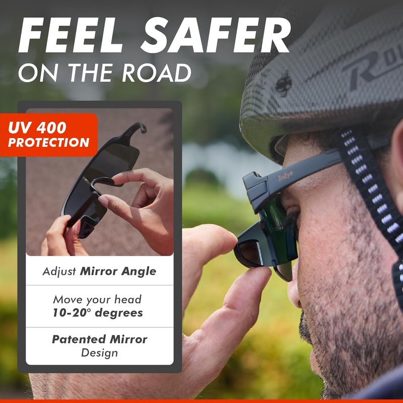 TriEye Store نظارات ركوب الدراجات مع مرآة خلفية - نظارات رياضية للرجال والنساء - حماية UV-400 - Image 4